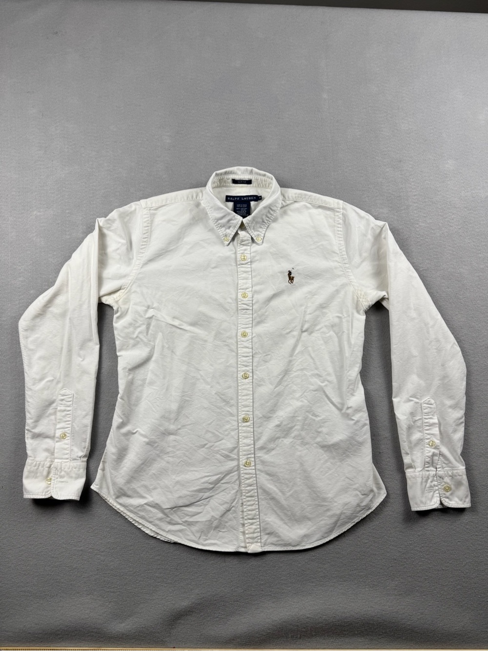 Ralph Lauren Oxford White Slim Fit Cotton Button Down Long Sleeve Pony Logo